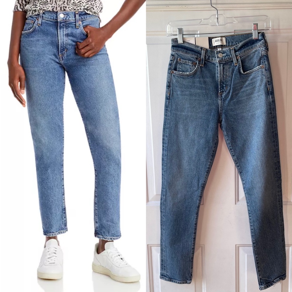 AGOLDE NEW Toni Mid Rise Straight Leg Jeans in Dime Light Wash Sz 23